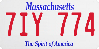 MA license plate 7IY774