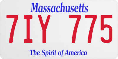 MA license plate 7IY775