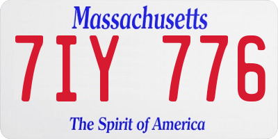 MA license plate 7IY776
