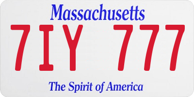 MA license plate 7IY777