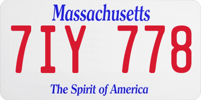 MA license plate 7IY778