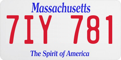 MA license plate 7IY781