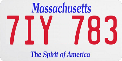 MA license plate 7IY783