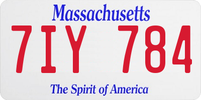 MA license plate 7IY784