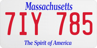 MA license plate 7IY785