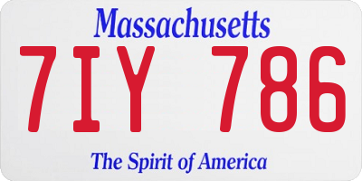 MA license plate 7IY786