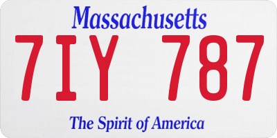MA license plate 7IY787