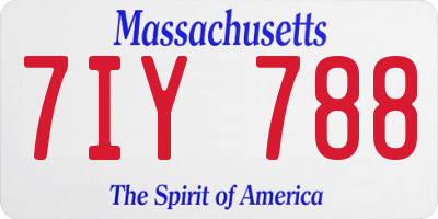 MA license plate 7IY788