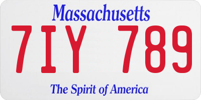 MA license plate 7IY789