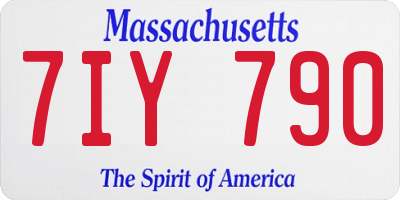 MA license plate 7IY790