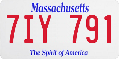 MA license plate 7IY791