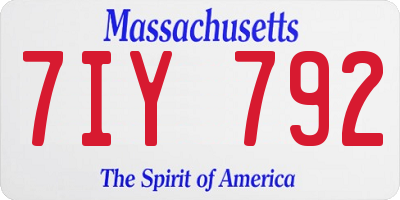 MA license plate 7IY792