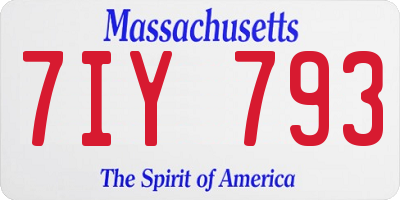 MA license plate 7IY793