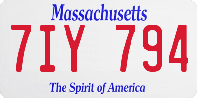 MA license plate 7IY794