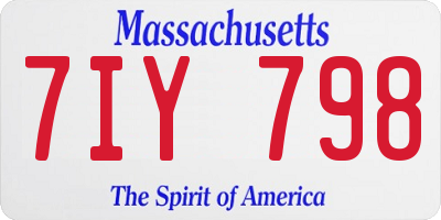 MA license plate 7IY798