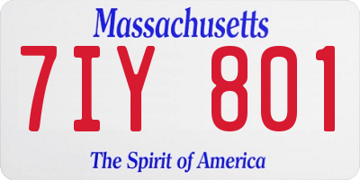 MA license plate 7IY801