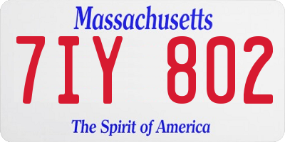 MA license plate 7IY802