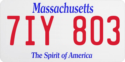 MA license plate 7IY803