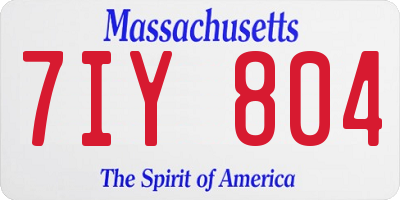 MA license plate 7IY804