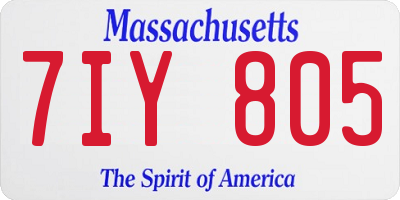 MA license plate 7IY805