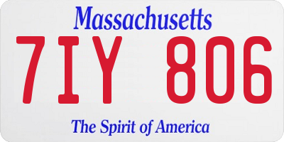 MA license plate 7IY806
