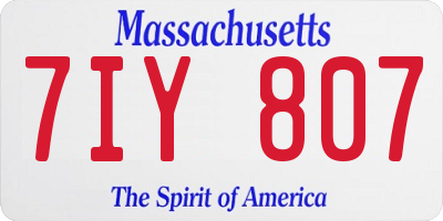 MA license plate 7IY807