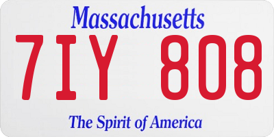 MA license plate 7IY808