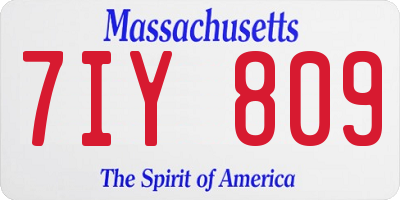 MA license plate 7IY809