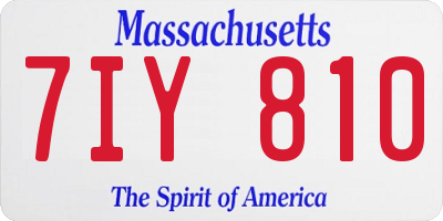 MA license plate 7IY810