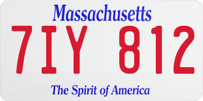 MA license plate 7IY812