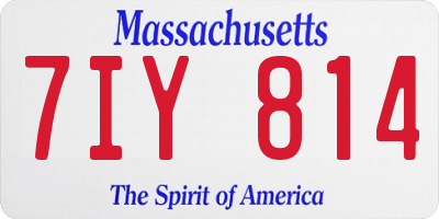 MA license plate 7IY814