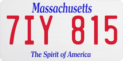 MA license plate 7IY815