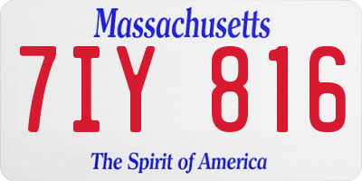 MA license plate 7IY816