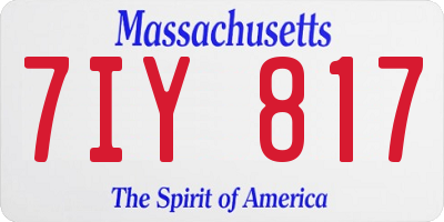 MA license plate 7IY817