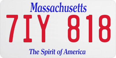 MA license plate 7IY818
