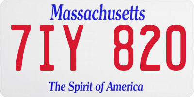 MA license plate 7IY820