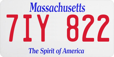 MA license plate 7IY822