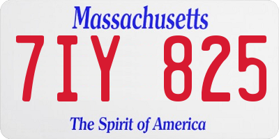 MA license plate 7IY825