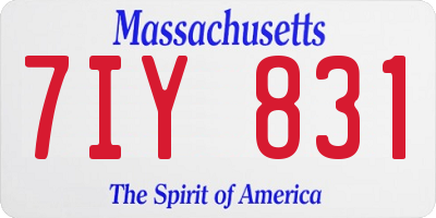 MA license plate 7IY831