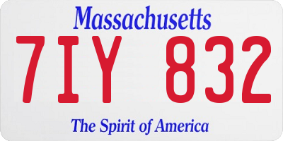 MA license plate 7IY832