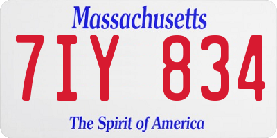 MA license plate 7IY834