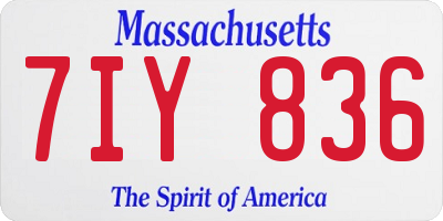 MA license plate 7IY836