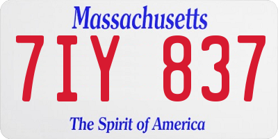 MA license plate 7IY837