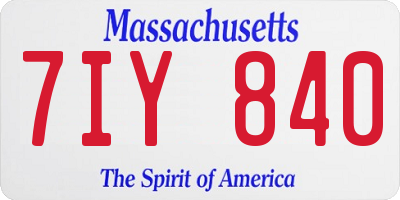 MA license plate 7IY840