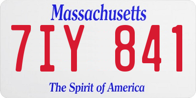 MA license plate 7IY841