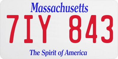 MA license plate 7IY843