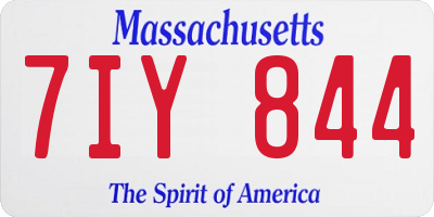 MA license plate 7IY844