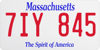 MA license plate 7IY845