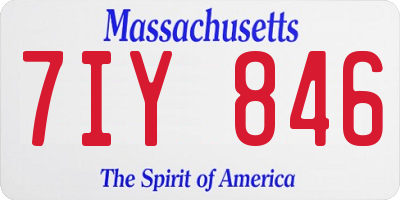 MA license plate 7IY846