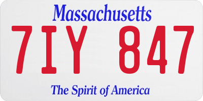 MA license plate 7IY847